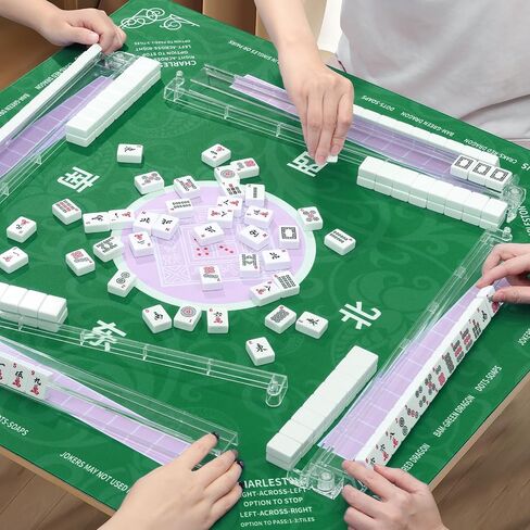Mahjong Racks with Pushers, 4 Mah Jongg Clear Acrylic American All-in-One Tile Rack & Pusher Accessories Gifts (Milk White) in Kuwait