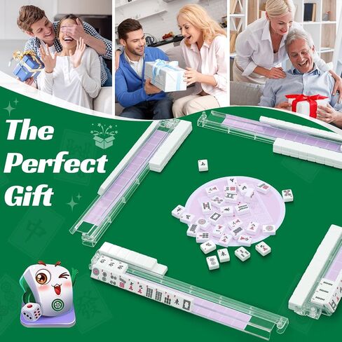 Mahjong Racks with Pushers, 4 Mah Jongg Clear Acrylic American All-in-One Tile Rack & Pusher Accessories Gifts (Milk White) in Kuwait