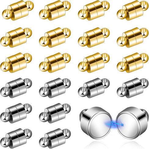 Magnetic Necklace Clasp, 24 Pairs Bracelet Clasps and Closures Jewelry Safety Locking Connectors Jewelry Clasp Converter Necklace Extender and Shortener Bracelet Helper Tool (Gold, Silver) in Saudi Arabia