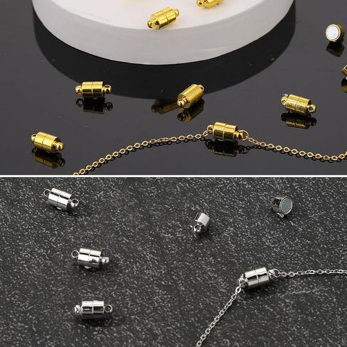 Magnetic Necklace Clasp, 24 Pairs Bracelet Clasps and Closures Jewelry Safety Locking Connectors Jewelry Clasp Converter Necklace Extender and Shortener Bracelet Helper Tool (Gold, Silver) in Saudi Arabia