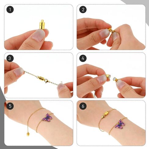 Magnetic Necklace Clasp, 24 Pairs Bracelet Clasps and Closures Jewelry Safety Locking Connectors Jewelry Clasp Converter Necklace Extender and Shortener Bracelet Helper Tool (Gold, Silver) in Saudi Arabia