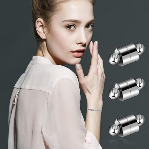 Magnetic Necklace Clasp, 24 Pairs Bracelet Clasps and Closures Jewelry Safety Locking Connectors Jewelry Clasp Converter Necklace Extender and Shortener Bracelet Helper Tool (Gold, Silver) in Saudi Arabia