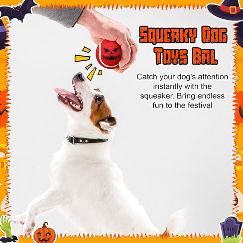 Civaner 6 PCS Halloween Dog Toys Bulk ، 2.5 بوصة كرات تنس صاخبة للكلاب الصغيرة المتوسطة الكبيرة للحيوانات الأليفة Puppy مضغ التسنين هدايا التدريب التفاعلية in Kuwait