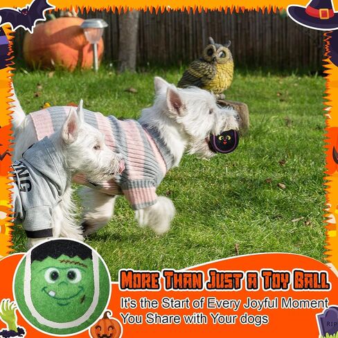 Civaner 6 PCS Halloween Dog Toys Bulk ، 2.5 بوصة كرات تنس صاخبة للكلاب الصغيرة المتوسطة الكبيرة للحيوانات الأليفة Puppy مضغ التسنين هدايا التدريب التفاعلية in Kuwait