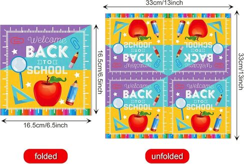 Back to School Party Napkins, 80PCS Back to School Paper Napkins Disposable, Ruler, Book & Apple Prints Party Supplies Birthday Decorations for First Day Party Decor, Lunch, Classroom Celebrations in Saudi Arabia
