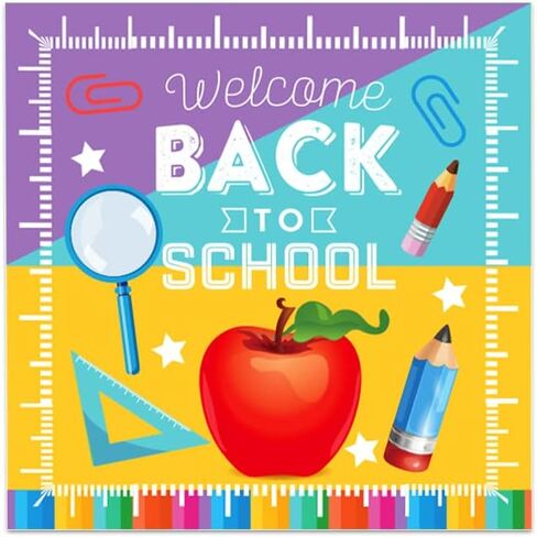 Back to School Party Napkins, 80PCS Back to School Paper Napkins Disposable, Ruler, Book & Apple Prints Party Supplies Birthday Decorations for First Day Party Decor, Lunch, Classroom Celebrations in Saudi Arabia