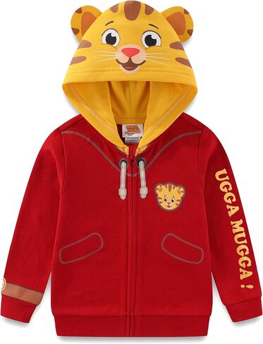 سترة TANGDIAABBCC KKA Fred Rogers Company للأولاد دانيال تايجر بغطاء للرأس مع أذنين، أحمر، مقاس 4T in Kuwait