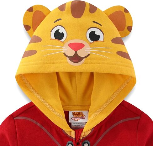 سترة TANGDIAABBCC KKA Fred Rogers Company للأولاد دانيال تايجر بغطاء للرأس مع أذنين، أحمر، مقاس 4T in Kuwait