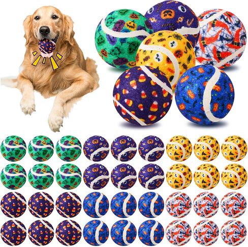 Civaner 6 Pcs Halloween Dog Toys Bulk, 2.5 Inch Squeaky Tennis Balls for Small Medium Large Dogs Pets Puppy Chew Teething Toy Interactive Training Gifts Xmas Stocking Stuffers in Saudi Arabia