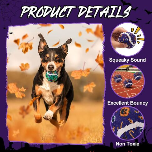 Civaner 6 Pcs Halloween Dog Toys Bulk, 2.5 Inch Squeaky Tennis Balls for Small Medium Large Dogs Pets Puppy Chew Teething Toy Interactive Training Gifts Xmas Stocking Stuffers in Saudi Arabia