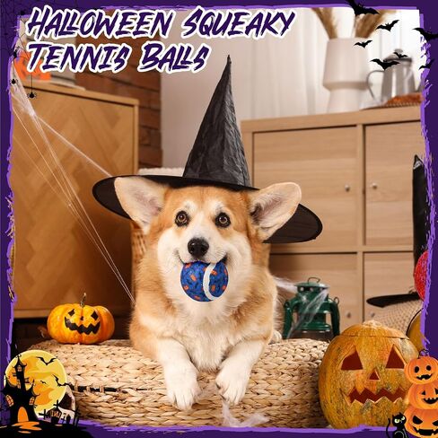 Civaner 6 Pcs Halloween Dog Toys Bulk, 2.5 Inch Squeaky Tennis Balls for Small Medium Large Dogs Pets Puppy Chew Teething Toy Interactive Training Gifts Xmas Stocking Stuffers in Saudi Arabia