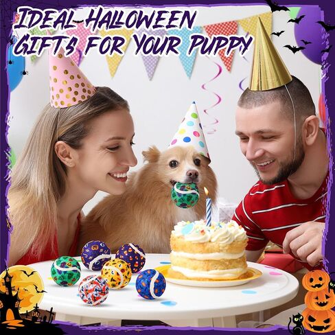 Civaner 6 Pcs Halloween Dog Toys Bulk, 2.5 Inch Squeaky Tennis Balls for Small Medium Large Dogs Pets Puppy Chew Teething Toy Interactive Training Gifts Xmas Stocking Stuffers in Saudi Arabia