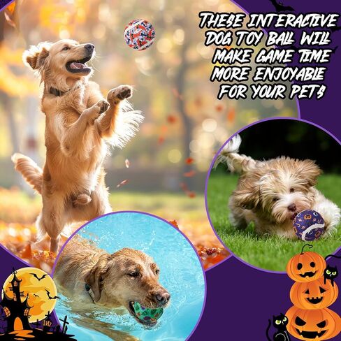 Civaner 6 Pcs Halloween Dog Toys Bulk, 2.5 Inch Squeaky Tennis Balls for Small Medium Large Dogs Pets Puppy Chew Teething Toy Interactive Training Gifts Xmas Stocking Stuffers in Saudi Arabia