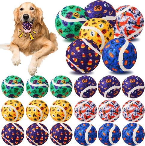 Civaner 6 PCS Halloween Dog Toys Bulk ، 2.5 بوصة كرات تنس صاخبة للكلاب الصغيرة المتوسطة الكبيرة للحيوانات الأليفة Puppy مضغ التسنين هدايا التدريب التفاعلية in Kuwait