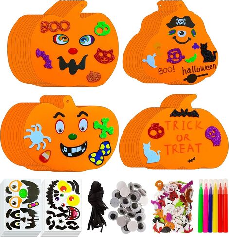 Wedeng 330PCS Halloween Foam Pumpkin Craft Kit, Foam Stickers Set Kids Art Crafts Decorations, 36 Blank Pumpkins, 6 Color Pens & Googly Eyes | Non-Toxic EVA Classroom Art Supplies in Saudi Arabia