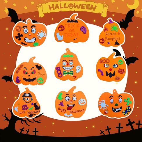 Wedeng 330PCS Halloween Foam Pumpkin Craft Kit, Foam Stickers Set Kids Art Crafts Decorations, 36 Blank Pumpkins, 6 Color Pens & Googly Eyes | Non-Toxic EVA Classroom Art Supplies in Saudi Arabia