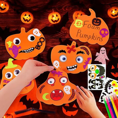 Wedeng 330PCS Halloween Foam Pumpkin Craft Kit, Foam Stickers Set Kids Art Crafts Decorations, 36 Blank Pumpkins, 6 Color Pens & Googly Eyes | Non-Toxic EVA Classroom Art Supplies in Saudi Arabia