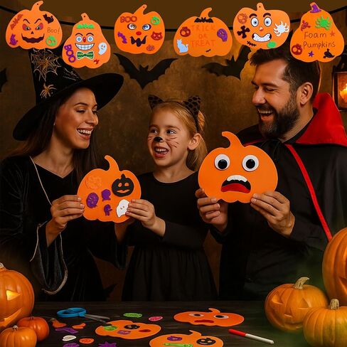 Wedeng 330PCS Halloween Foam Pumpkin Craft Kit, Foam Stickers Set Kids Art Crafts Decorations, 36 Blank Pumpkins, 6 Color Pens & Googly Eyes | Non-Toxic EVA Classroom Art Supplies in Saudi Arabia