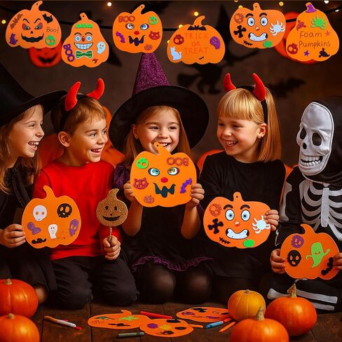 Wedeng 330PCS Halloween Foam Pumpkin Craft Kit, Foam Stickers Set Kids Art Crafts Decorations, 36 Blank Pumpkins, 6 Color Pens & Googly Eyes | Non-Toxic EVA Classroom Art Supplies in Saudi Arabia