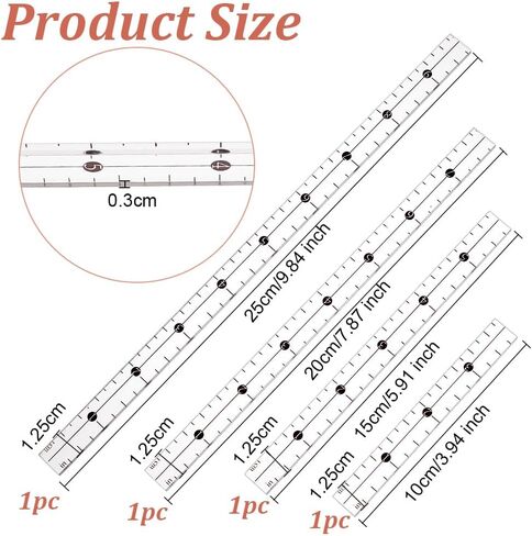 OLYCRAFT 4PCS حاكم الشبكة الأكريليك 4/6/8/10 بوصة القالب من القالب الأنيك الحاكم أكريليك خياطة الحاكم المرقع يحكم المستطيل لحافز لحاف لقطع نمط خياطة صنع الملابس DIY مستلزمات DIY in Kuwait