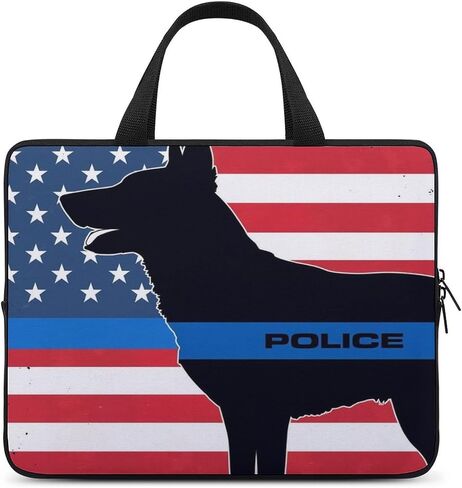 Laptop Bag for Men Women, Portable American Thin Blue Line Police Dog Flag Black Laptops Case, Computer Bag Compatible with Lenovo, Hp, Dell, Asus Notebook in Saudi Arabia