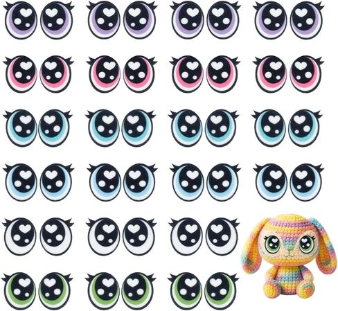 PH Pandahall 48 أزواج 6 ألوان شعرت عيون مع رموش ، والعين البيضاوي الملون kawaii شعرت بقع الكروشيه بقع amigurumi الحرف اليدوية للدمى الفخمة دمية الدمى الحيوانات in Saudi Arabia