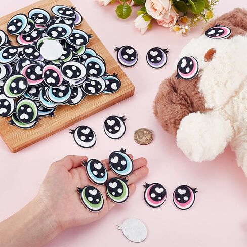 PH Pandahall 48 أزواج 6 ألوان شعرت عيون مع رموش ، والعين البيضاوي الملون kawaii شعرت بقع الكروشيه بقع amigurumi الحرف اليدوية للدمى الفخمة دمية الدمى الحيوانات in Saudi Arabia