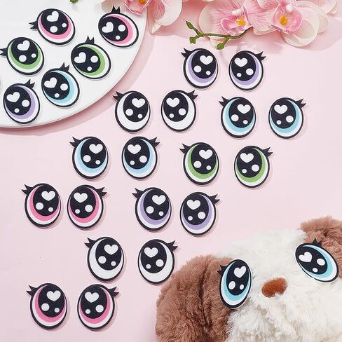 PH Pandahall 48 أزواج 6 ألوان شعرت عيون مع رموش ، والعين البيضاوي الملون kawaii شعرت بقع الكروشيه بقع amigurumi الحرف اليدوية للدمى الفخمة دمية الدمى الحيوانات in Saudi Arabia