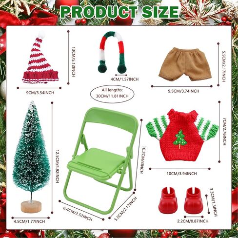 مجموعة ملابس 7pcs وملحقات متوافقة مع دمى Labubu 15cm/17cm ، بما في ذلك Hat Bants T-Skirt Shoes Chairs Tree Tree لعيد الميلاد ديكور حفلة رأس السنة (بدون دمى) in Kuwait