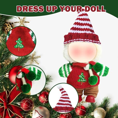 مجموعة ملابس 7pcs وملحقات متوافقة مع دمى Labubu 15cm/17cm ، بما في ذلك Hat Bants T-Skirt Shoes Chairs Tree Tree لعيد الميلاد ديكور حفلة رأس السنة (بدون دمى) in Kuwait