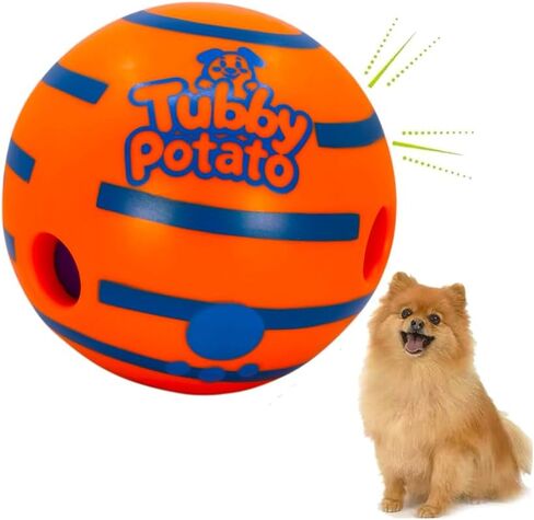 Tubby Potato ™ Tater Tumbler Sound Ball - لعبة تفاعلية للكلاب لجميع السلالات والأحجام | متين ، يجعل الأصوات ممتعة عند لفها أو تهتز ، كرة صغيرة ومتوسطة وكبيرة - 5.5 بوصة ، برتقالي in Saudi Arabia