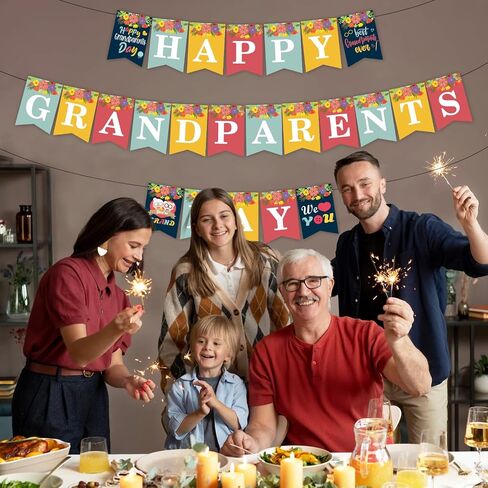 Happy Grandparents Day Banner, NO-DIY Grandparents Day Decorations Banner,Grandma and Grandpa Party Supplies in Saudi Arabia