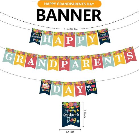 Happy Grandparents Day Banner, NO-DIY Grandparents Day Decorations Banner,Grandma and Grandpa Party Supplies in Saudi Arabia