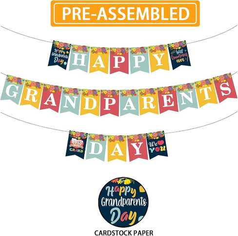 Happy Grandparents Day Banner, NO-DIY Grandparents Day Decorations Banner,Grandma and Grandpa Party Supplies in Saudi Arabia