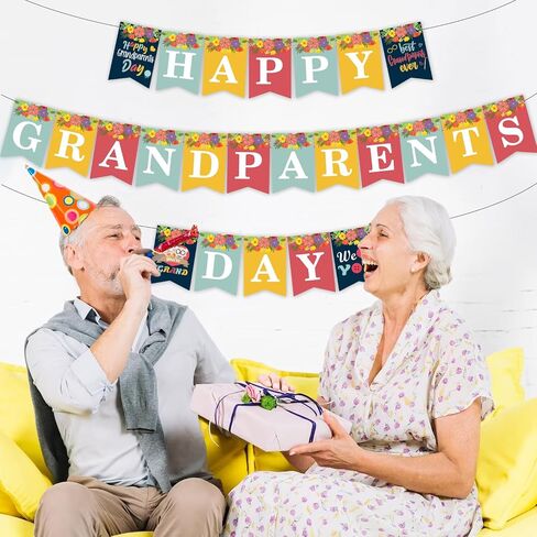 Happy Grandparents Day Banner, NO-DIY Grandparents Day Decorations Banner,Grandma and Grandpa Party Supplies in Saudi Arabia