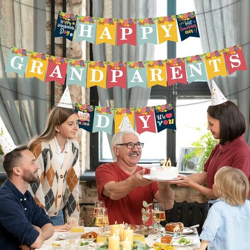 Happy Grandparents Day Banner, NO-DIY Grandparents Day Decorations Banner,Grandma and Grandpa Party Supplies in Saudi Arabia