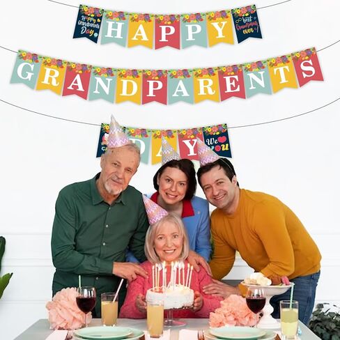 Happy Grandparents Day Banner, NO-DIY Grandparents Day Decorations Banner,Grandma and Grandpa Party Supplies in Saudi Arabia