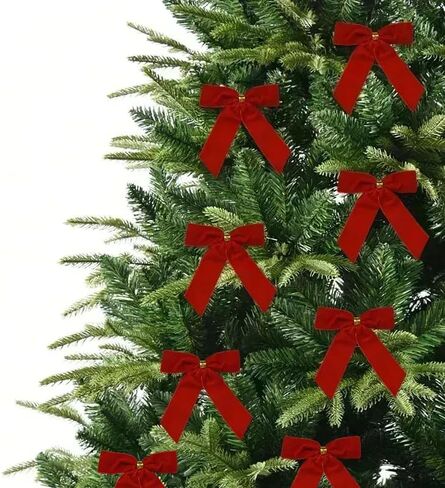 أقواس عيد الميلاد في المخملية 12pcs - أقواس الشريط التلقائية 3.5 بوصة لشجرة عيد الميلاد ، الزهور ، تغليف الهدايا ، زفاف وحفلات ديكور (بورغوندي ، 12 جهاز كمبيوتر) in Kuwait