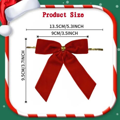 أقواس عيد الميلاد في المخملية 12pcs - أقواس الشريط التلقائية 3.5 بوصة لشجرة عيد الميلاد ، الزهور ، تغليف الهدايا ، زفاف وحفلات ديكور (بورغوندي ، 12 جهاز كمبيوتر) in Kuwait