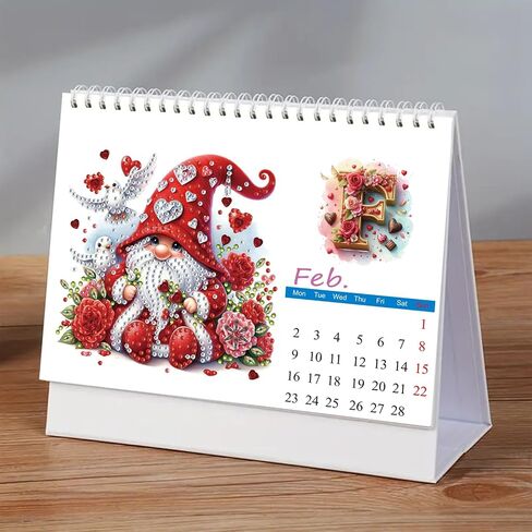 DIY Diamond Art Painting 2026 Desk Calendar, Creative Diamond Art 2026 Flip Tabletop Calendar with Stand for Office Home Decoration-02 in Saudi Arabia