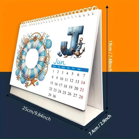 DIY Diamond Art Painting 2026 Desk Calendar, Creative Diamond Art 2026 Flip Tabletop Calendar with Stand for Office Home Decoration-02 in Saudi Arabia
