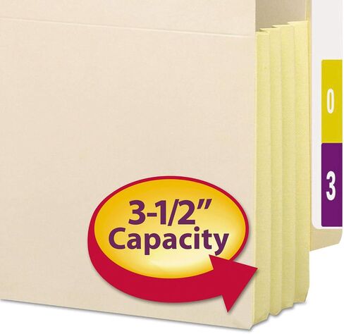 Smead End Tab File Pocket, Reinforced Straight-Cut Tab, 3-1/2" Expansion, Tyvek®-Lined® Gusset, Letter Size, Manila, 10 per Box (75164) in Saudi Arabia