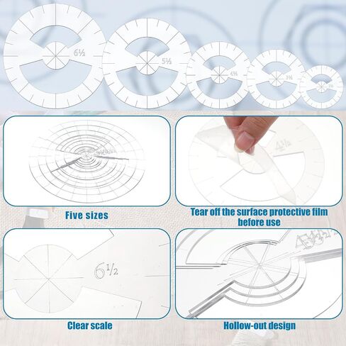 5 Pcs Circle Ruler Quilting Template Set Clear Acrylic Sewing Rulers Circle Templates for Cutting Fabric Precision Measurements Sewing 5 Sizes in Saudi Arabia