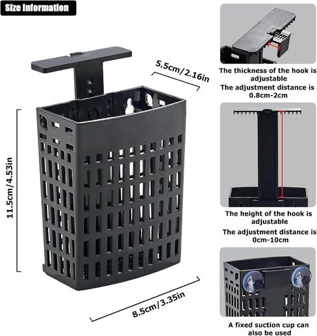 2pcs Upgraded Adjustable Aquarium Plant Holder，Fish Tank Plants Holder,Fish Tank Aquaponics Plant Cultivation and Aquarium Landscape Decoration with Hooks and Suction Cup(Black) in Saudi Arabia