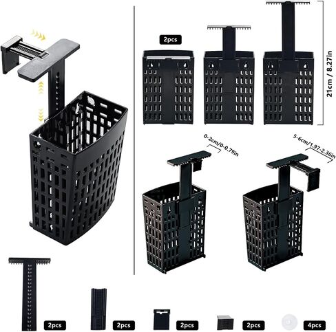 2pcs Upgraded Adjustable Aquarium Plant Holder，Fish Tank Plants Holder,Fish Tank Aquaponics Plant Cultivation and Aquarium Landscape Decoration with Hooks and Suction Cup(Black) in Saudi Arabia