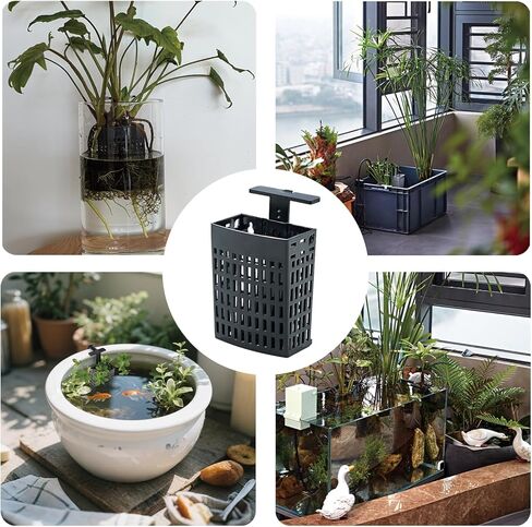 2pcs Upgraded Adjustable Aquarium Plant Holder，Fish Tank Plants Holder,Fish Tank Aquaponics Plant Cultivation and Aquarium Landscape Decoration with Hooks and Suction Cup(Black) in Saudi Arabia