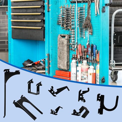 Zonon 52 Pcs Metal Hook Set Slotted Storage Panel Hooks Bulk Galvanized Steel for Pegboard Multiple Style Assortment for Garage Tool Kitchen Home Office Storage Organization, Black in Saudi Arabia