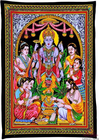 Maa Lakshmi Goddess of Wealth & Prosperity - Cotton Tapestry in Saudi Arabia