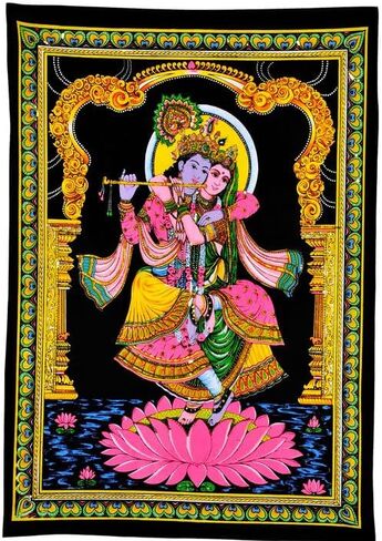 Maa Lakshmi Goddess of Wealth & Prosperity - Cotton Tapestry in Saudi Arabia