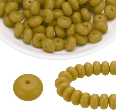 HARFINGTON 110Pcs Silicone Beads 14mm Lentil Rubber Focal Beads Bulk for Pens Keychain Bracelet Necklace DIY Crafts Making, Cold Blue in Saudi Arabia